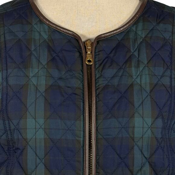 Talbots SZ 12 Full-Zip Jacket Quilted Plaid Pockets Lined Long Sleeve Navy Blue - Picture 2 of 8